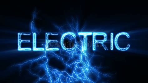 Lightning create electric text inscription with animation of current 